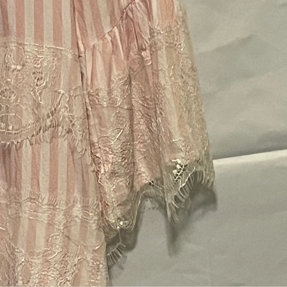 RUBY RD, Women’s, Pink/White Striped with Lace, Long Sleeve Blouse, Size Medium - Picture 8 of 14